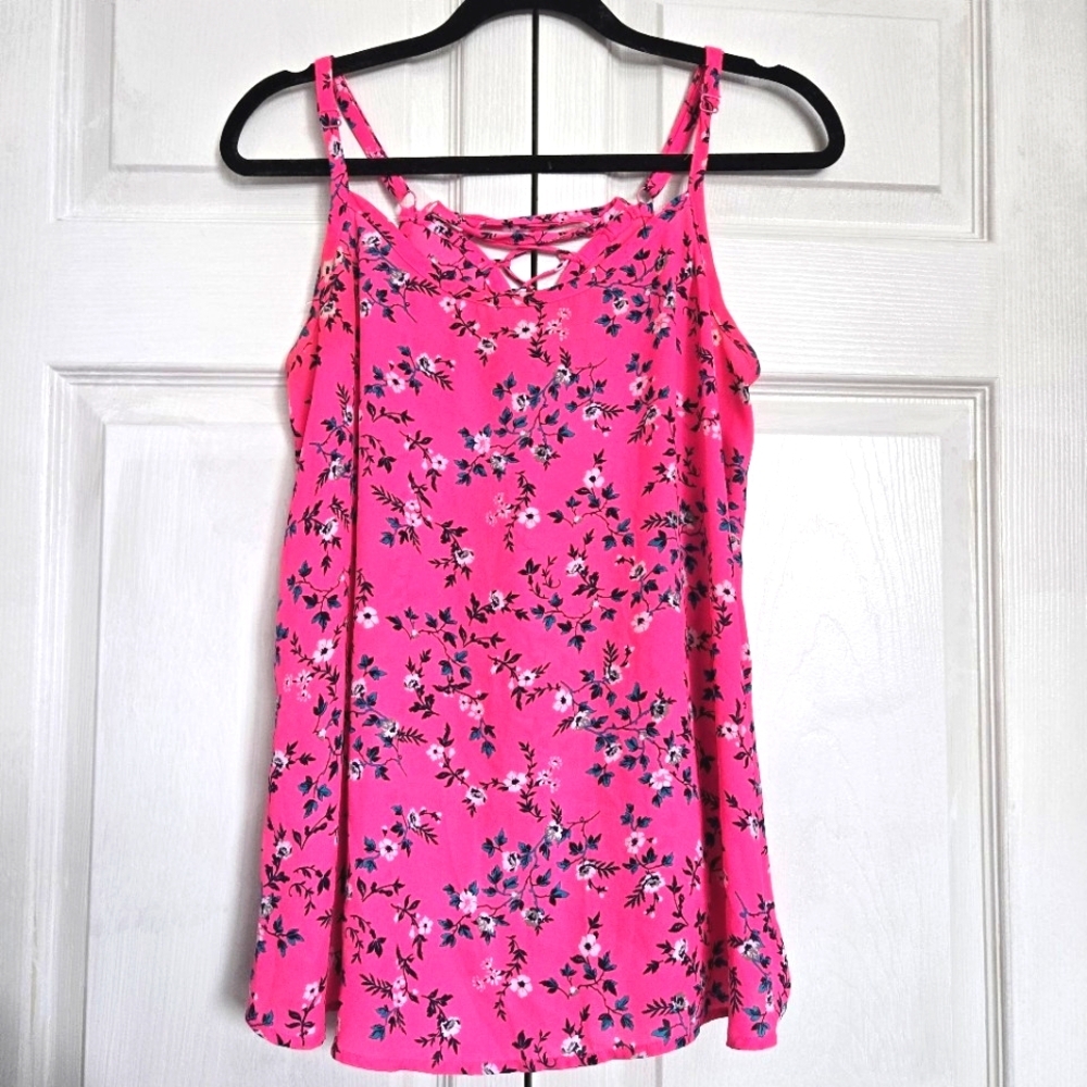 Torrid Pink Floral Spaghetti Strap Polyester Camisole Blouse. Women’s S-0 (L-10)